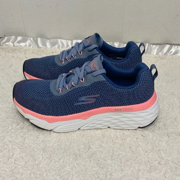 Skechers Womens Go Run Max Cushioning Elite Shoes Sneaker Size 7.5 Blue pink - Picture 3 of 12